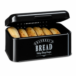 Klarstein Delaware, posoda za kruh, kovinska, 30x16x20,5 cm, pokrov na tečajih, prezračevalne odprtine (ACB4-DelawareSBlk)