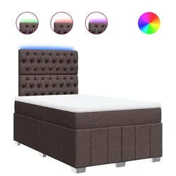Vidaxl Box spring postelja z vzmetnico temno rjav 120x200 cm blago