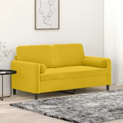 Dvosjed s ukrasnim jastucima žuti 140 cm baršunasti
