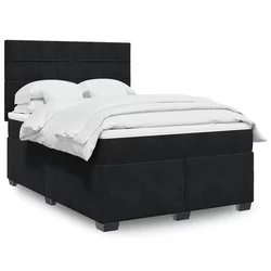 vidaXL Box spring postelja z vzmetnico črna 160x200 cm žamet