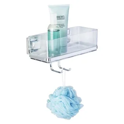 WENKO 22694100-Polica VACUUM-LOC QUADRO ED 25,5x15 cm srebrna/sjajni hrom/prozirna