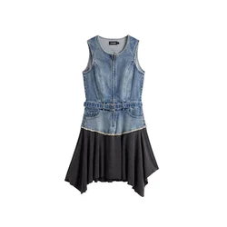 Desigual Obleka moder denim / črna