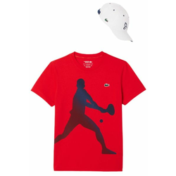 Muška majica Lacoste Tennis X Novak Djokovic T-Shirt & Cap Set - red currant