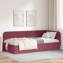 Vidaxl Kotna postelja z vzglavjem Vinorodna rdeča 90 x 200 cm blago