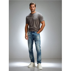 Sinsay - Slim fit farmerke s efektom pranja - plavi džins