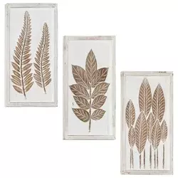 Umjetnički dekor 3 pcs Smeđa i bijela 40 x 40 x 1,5 cm