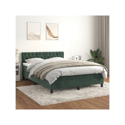 VIDAXL Box spring postelja z vzmetnico temno zelena 140x200