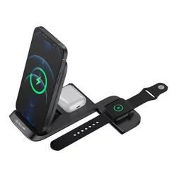 Tellur punjač wireless 3IN1 QI 15W savitljiv crni ( 025-0215 )