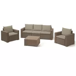 Baštenski set California 3 seater, Pe-ratan, kapućino