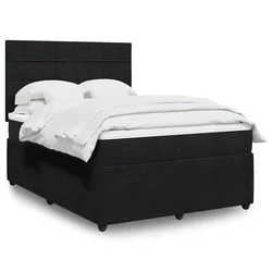 vidaXL Box spring postelja z vzmetnico črna 160x200 cm žamet