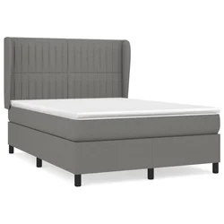 Vidaxl Box spring posteljni z vzmetnico temno siv 140x190 cm blago