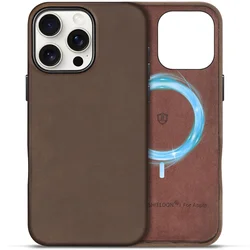 Usnjen magnetni ovitek SHIELDON za iPhone 16 Pro Max – rjava
