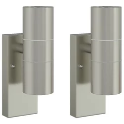 Vanjska zidna lampa 2 pcs Srebrno 7 x 10 x 22 cm