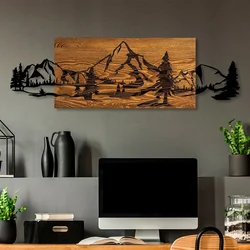 Wallity Zidna dekoracija Planinski lanac, 30x95 cm, Smeđa boja