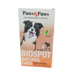 PAWS&PAWS Sredstvo protiv buva, krpelja, vaši i komaraca za pse do 7kg BioSpot Natural 1ml