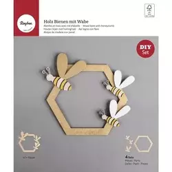 Rayher. Leseni ustvarjalni set Čebelice in satovje, obešanka, 4.5-15.5cm