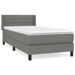 Vidaxl Box spring postelja z vzmetnico temno siva 90x190 cm blago