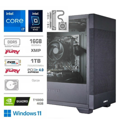 MEGA Računalnik MEGA MT S7X WORKSTATION i7-13700F/B760/DDR5-16GB/1TB-4.0/T1000-4GB-4xmDP /750W-88%/Win11Pro črna, (20706295)