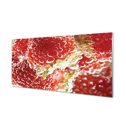 tulup.si Slika na steklu Mokre jagode 140x70 cm 4 obešalnika
