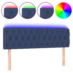 Vidaxl LED posteljno vzglavje modro 160x7x78/88 cm blago