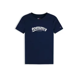 Tommy Jeans Majica ESS temno modra / bela