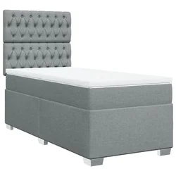 Vidaxl Box spring postelja z vzmetnico svetlo siva 80x200 cm blago