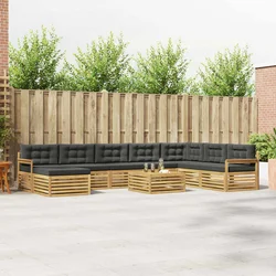 Set vanjskih sofa 9 kom. Bijela i antracit Čvrsto drvo akacije