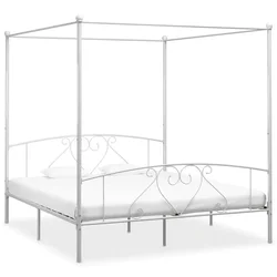 Okvir za krevet s nadstrešnicom bijeli metalni 180 x 200 cm