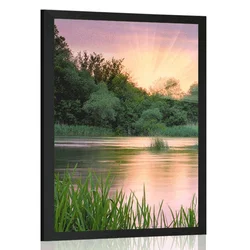 Plakat sončni vzhod pri reki - 60x90 silver