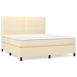 Vidaxl Box spring postelja z vzmetnico krem 180x200 cm blago