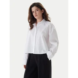 Srajca Calvin Klein Jeans Solid Boxy Cropped Shirt White XS