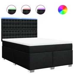 Vidaxl Box spring posteljni z vzmetnico črn 140x190 cm blago