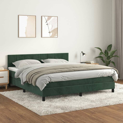 Vidaxl Box spring postelja z vzmetnico temno zelena 160x200 cm žamet