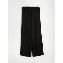 Sinsay - Wide leg pantalone sa viskozom i dodatkom lana - crno