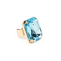 Addicted2 Prstan Celeste anello con cristallo acqua azzurra Swarovski svetlo modra/zlata