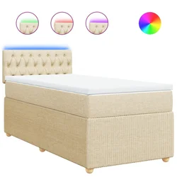 Vidaxl Box spring postelja z vzmetnico krem 90x200 cm blago