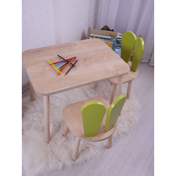HANAH HOME Dečiji sto i stolica Bunny One Chair Set Pistachio Green Brown