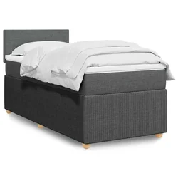 Vidaxl Box spring postelja z vzmetnico temno siva 80x200 cm blago