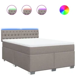 Vidaxl Box spring postelja z vzmetnico taupe 160x200 cm blago