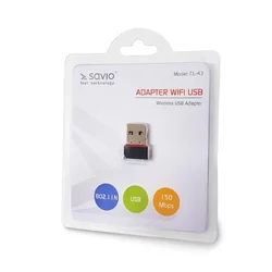 SAVIO ELMAK CL-43 brezžična mrežna kartica WLAN 150 Mbit/s, Realtek RTL8188CU, USB, podprt Windows in Linux