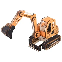 Woodcraft Lesena 3D sestavljanka Bager oranžna