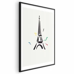 shumee Plakat - Črna ilustracija Eifflovega stolpa na svetlem ozadju