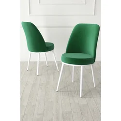 Hanah Home set trpezarijskih stolica Jaxe 6 kom, smaragdno zelena tkanina Babyface, bele metalne noge