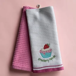 Set kuhinjskih krpa 40x60cm Wafle - Cupcake strawberry ( VLK000109-strawcup )