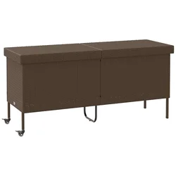Vrtna kutija za pohranu s kotačima smeđa 160x55x75 cm poliratan