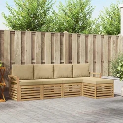 Set vanjskih sofa 5 pcs Bijela i bež 253 x 122,5 x 73 cm