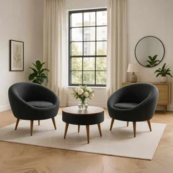 ATELIER DEL SOFA Fotelje i klub stočić Lida Linen Anthracite