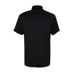 Trendyol Black Regular Fit Short Sleeve Summer Textured Knitted Shirt