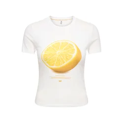 ONLY Majica  limonino-rumena / bela