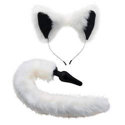 Komplet analnega čepa in ušes White Fox, bel